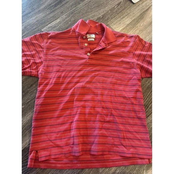 Callaway Golf Sport Polo Shirt Mens L Red Striped Short Sleeve Casual - Picture 1 of 4